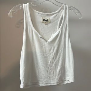 Madewell MWL Ribbed Split Neck Crop Tank